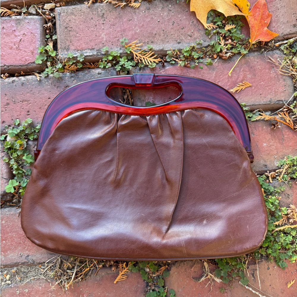Vintage Leather and Lucite Handbag